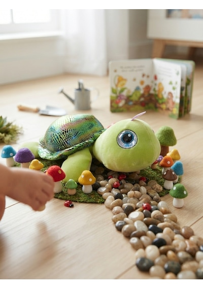 Peluş Kaplumbağa Parlak Kumaş-25 Cm Yeşil