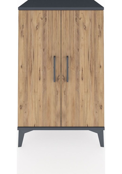 Hyperion Komodin Tek Raflı Tek Çekmeceli 2 Kapaklı 60x44x96 Antrasit-çam Antrasit