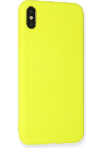 Newface - 481 - Apple iPhone Uyumlu Xs Max Kılıf Nano İçi Kadife Silikon - Csmo-tex - - Sarı