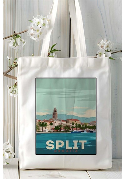Art Hediye Split Baskılı Bez Çanta Omuz Çantası Kişiye Özel Desen 2 Çok Renkli