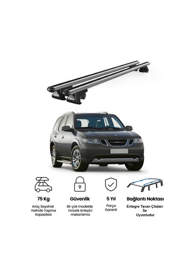 Venüs Saab 9 7x 2004-2009 Uyumlu Gri Ara Atkı Port Bagaj Tavan Barı