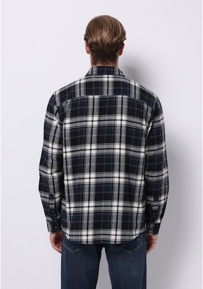 Colin's Colins Regular Fit Shirt Neck Ekoseli Erkek Lacivert Uzun Kol Gömlek Cl1076514 Q1.v1 Dnv Koyu Lacivert