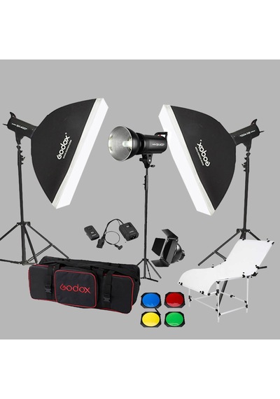 Godox SK400 II W/S 3'lü Paraflaş Set + Gdx PHT-60130 Çekim Masası 60x130 Cm
