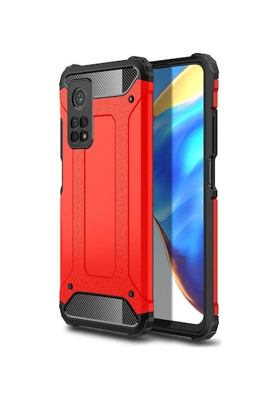 Noktaks - Xiaomi Uyumlu Xiaomi Mi 10t Pro 5g - Kılıf Çift Katman Zırh Tank Crash Military Kapak - Kırmızı