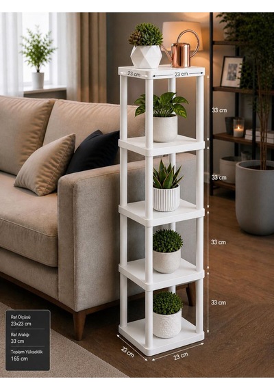 Sakura 5 Katlı Çiçeklik Saksılık Beyaz
