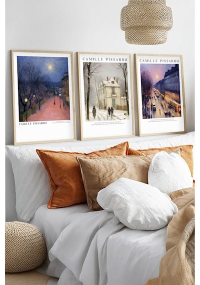 Huhuli Ahşap Çerçeveli Camille Pissarro Tablo Seti Huhu554