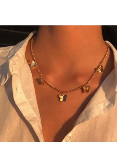 Girift Vintage Butterfly Gold Kelebek Kolye Altın