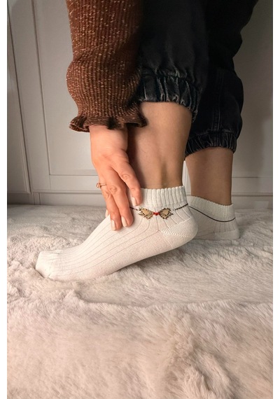 Ozzy Socks 3 Çift Kadın Taş Detaylı Dikişsiz & Takviyeli Patik Çorap Altın