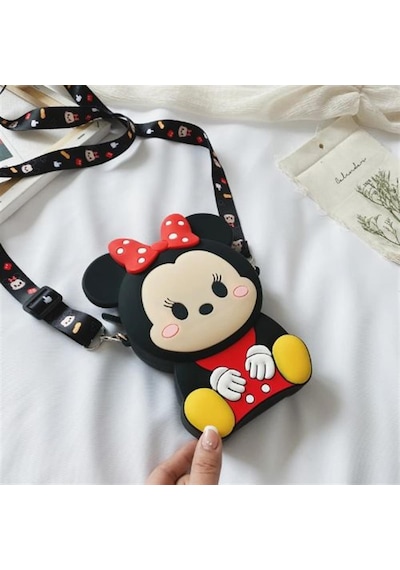 Mickey Mouse Minnie Mouse Tasarım Silikon Omuz Askılı Çanta Çok Renkli