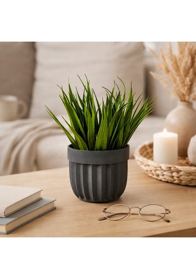Dekor Dekoratif Saksılı Yapay Çimen - Yeşil - 8 Cm