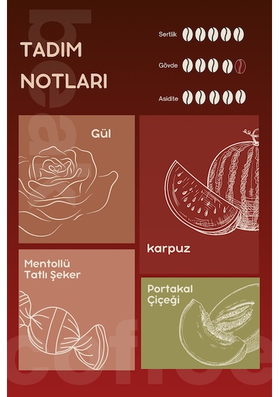 Colombia Red Rose Watermelon Çekirdek Kahve 250 Gr , %100 Arabica Çekirdek Kahve