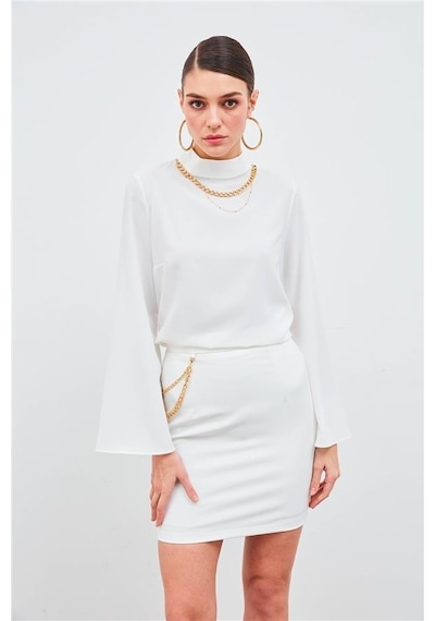 Sateen Kolye Detaylı Bluz 3067-1006 001