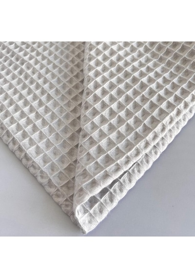 Büyük Kareli Waffle Pike Bornozluk Kumaş 100% Pamuk Bw-08 Gri