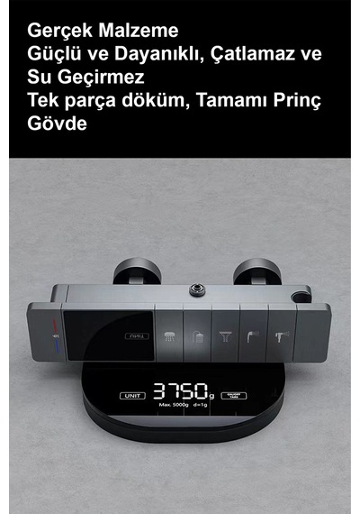 Lüks Bakır Gövde Dijital Ekranlı Duş Sistemi Dijital Isı Göstergeli Premium Piyano Duş Takımı Krom
