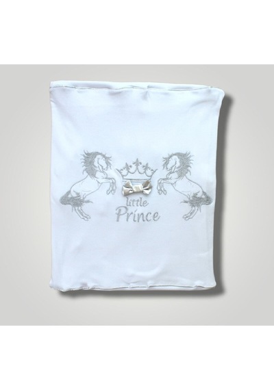 %100 Pamuklu Gold Atlı Prince Bebek Battaniyesi - Yumuşak Puset & Bebek Arabası Örtüsü Altın