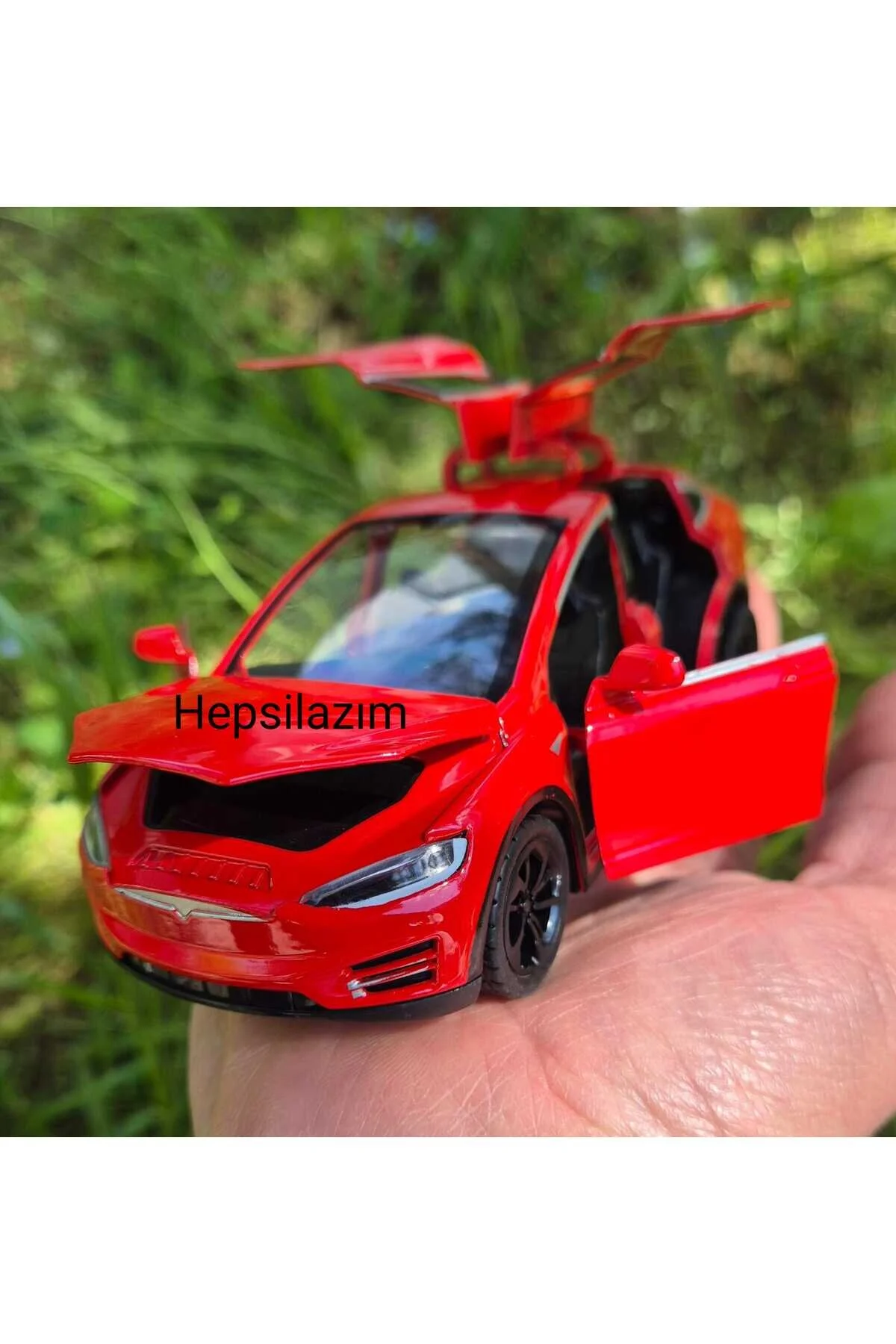 Oyuncak Tesla Araba Die Cast Model X Metal Koleksiyon 14 Cm Araç Sesli Çek Bırak Demir Araba Kırmızı