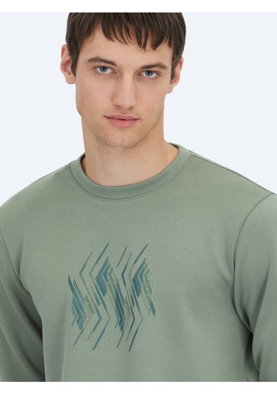 Kip Mint Bisiklet Yaka Desenli Sweatshırt Mint
