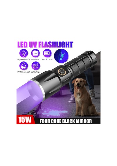 F.b.ı F-365 20watt Şarjlı 26650 Pilli Uv Led Mor Işıklı El Feneri Siyah