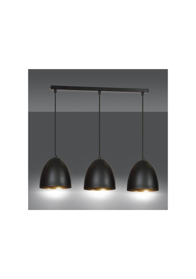 Üçlü Masa Üstü Retro Metal Sarkıt Avize 60 Cm Kasa Siyah