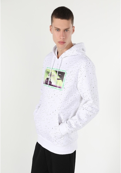 Colin's Colins Regular Fit Kapüşonlu Baskılı Beyaz Erkek Sweatshirt Cl1060038 Beyaz