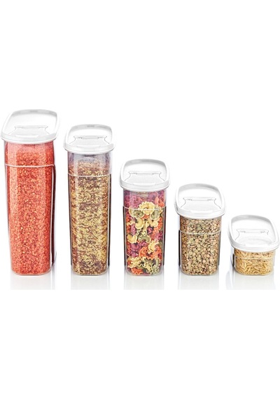 Embox Çift Kapak Sistemli Erzak Kabı - Hava Aldırmaz Kapaklı Saklama Kabı 1200 Ml 12 X 20 Cm Şeffaf
