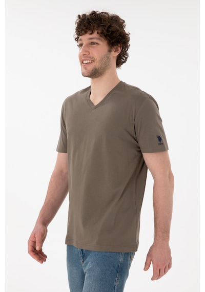 U.S. Polo Assn. Erkek Regular Fit  V Yaka Vizon Basic Tişört 50305858-VR052
