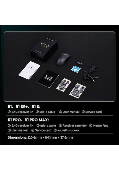 Vxe Dragonfly R1 Serisi Kablosuz Oyun Faresi - Ultra Hafif 48-55 G , Pixart Paw3395/3395 Se Sensörü, 26.000'e Kadar Ayarlanabilir Dpı R1 Se+, Beyaz Diğer