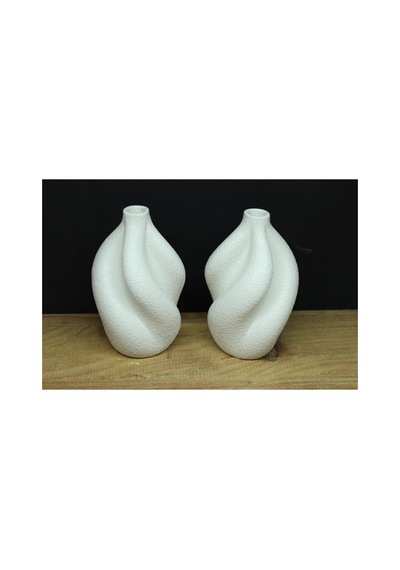 Modern Spiral Tasarım Dekoratif Beyaz Vazo Seti 2 Li Minimalist Ev Dekoru, Kurutulmuş Çiçek İçin Beyaz Beyaz
