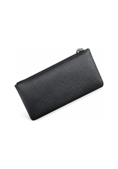 Alphaclub Bag Hakiki Deri Çok Bölmeli Fermuarlı Bilek Askılı Unisex Cüzdan Siyah