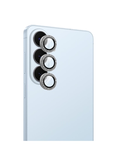 Samsung Galaxy Uyumlu S26 - S26 Plus İçin Ipg Prolens Kamera Lens Koruyucu Elmas Taş Çerçeveli, Kırılmaz Cam Gümüş
