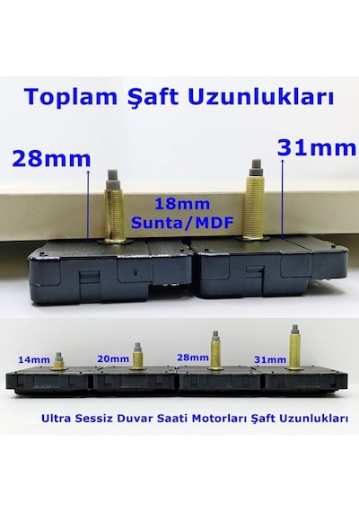Duvar Saati Mekanizması Akrep Yelkovan Saniye Motor Sessiz Akar (360375864) Altın