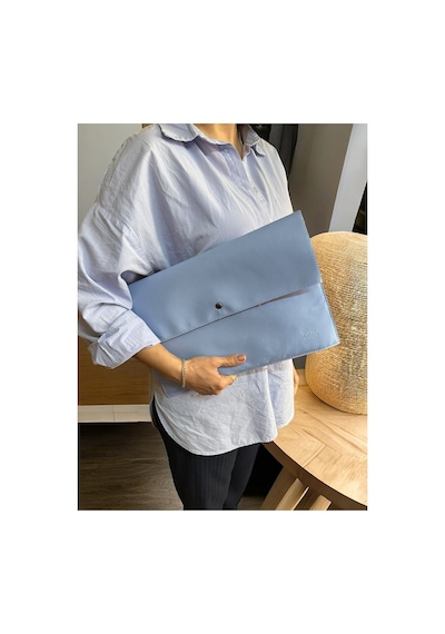 Plush Studıo Istanbul Mavi Deri, Peluş Astarlı Evrak Ve Laptop Çantası 36x26 Cm Mavi Mavi