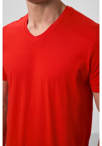 Tommy Life Fiesta Basic Kısa Kol Standart Kalıp V Yaka Erkek T-shirt - 87912 Kirmizi