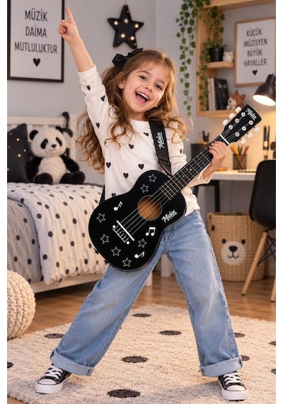 Midex Cg-230bk Çocuk Klasik Gitar Seti 3-8 Yaş 23 İnç 58 Cm Siyah Çocuk Gitarı Seti