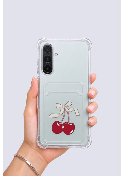 Samsung Galaxy Uyumlu A26 Kartlıklı Kiraz Desenli Kılıf
