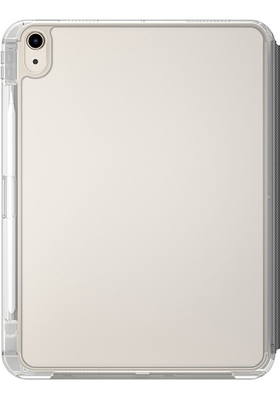 Apple Uyumlu iPad Air 11 2025 M3 Kılıf Skinarma Kalemlikli Arkası Şeffaf Standlı Magnetik Zeta Kılıf Gri Kapaklı Kılıf