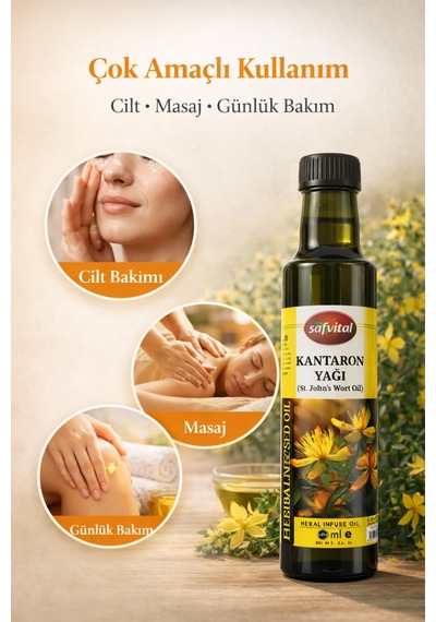 Kantaron Yağı 250 Ml %100 Maserasyon Büyük Boy Bitkisel Bakım Yağı Cilt Ve Masaj İçin