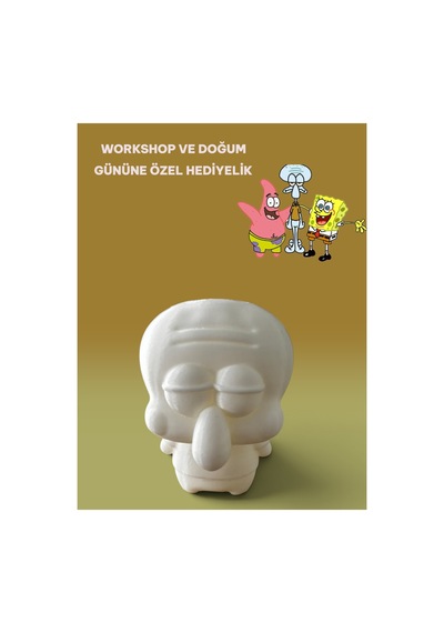 3d Sünger Bob, Squiddy Ve Patrick Figür Boyama Seti - Kendin Boya Hobi Ve Etkinlik Seti - Akrilik Boya + 6 Fırça