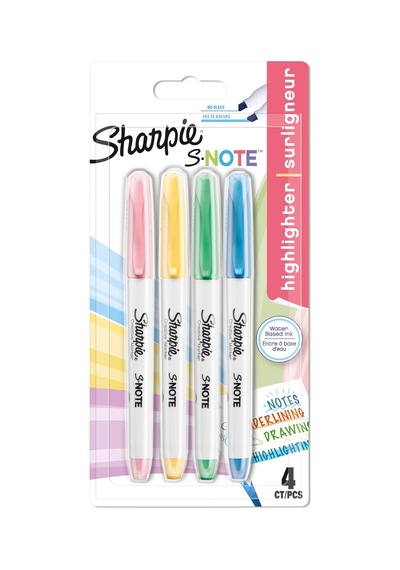 Sharpie S-note Fosforlu İşaretleme Kalemi, 4'lü Blister, Karışık Genel