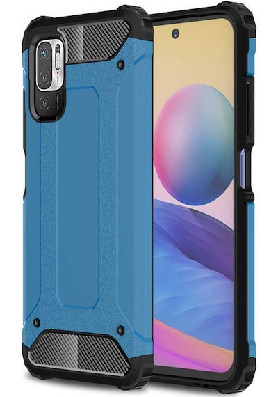 Noktaks - Redmi Note 10 5g Uyumlu - Kılıf Çift Katman Zırh Tank Crash Military Kapak - Mavi Mavi