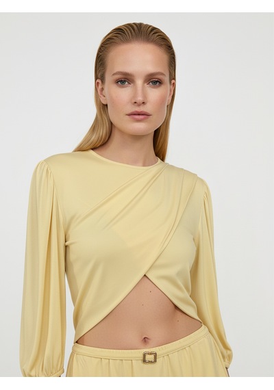 Xint Sarı Doğal Dökümlü Oversize Bluz 602598