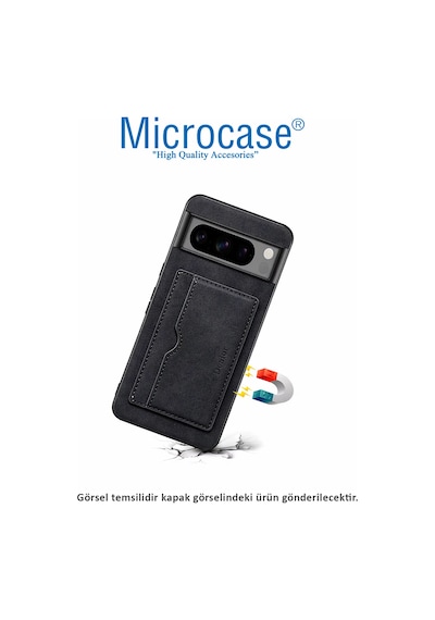 Microcase Google Pixel 10a İle Uyumlu Kartlıklı Standlı Deri Kaplama Kılıf-al5138 Siyah