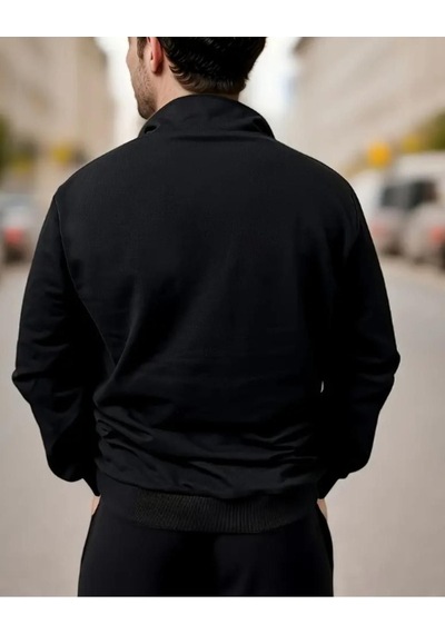 Altamira Erkek Paris Baskılı Yarım Fermuarlı Oversize Sweatshirt 001