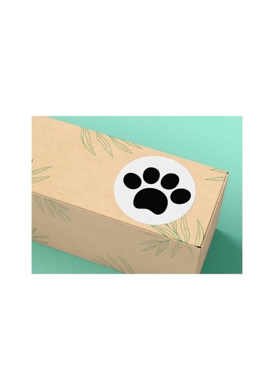 Siyah Paw Sticker Kedi Köpek Pati Pençe Beyaz Arkaplan Yuvarlak Mat Etiket Nero 3 Cm - 180 Adet Çok Renkli