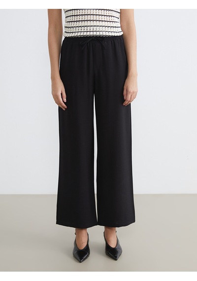 Lcw Comfort Siyah Beli Lastikli Geniş Paça Kadın Pantolon