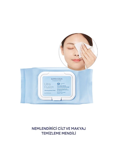Missha Super Aqua Ultra Hyalron Hyalüronik Asit İçeren Su Bazlı Makyaj Temizleme Mendili 30 Adet