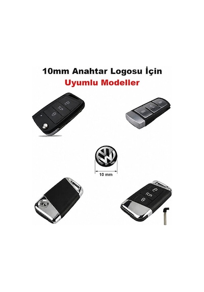 10 Mm Vw Golf Jetta Polo Için 2 Adet Araç Anahtar Logo Amblemi
