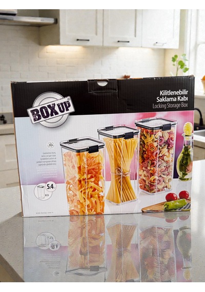 3 Lü Şeffaf Kristal Saklama Kabı 1800 Ml X3 Büyük Kapasiteli Gıda Depolama 5.4 Lt Şeffaf