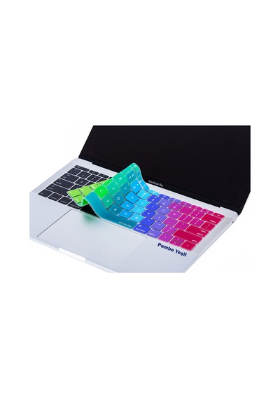 Apple Uyumlu MacBook Pro Klavye Koruyucu Us-abd İngilizce 12inç A1534 - 13inç A1708 İle Dazzle Pembe Yeşil