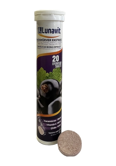 Lunavit Kara Mürver Vitamin C Ve Çinko 20 Efervesan Tablet